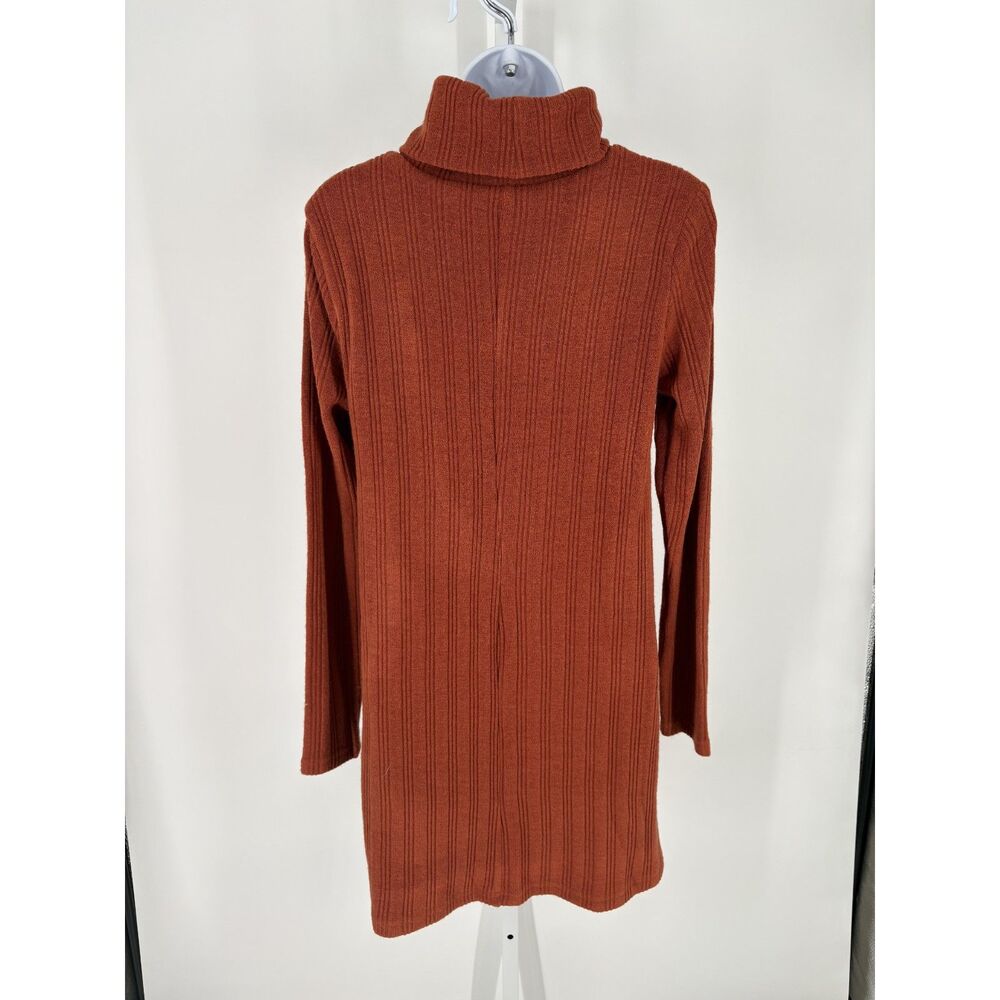 Lulus Rust Ribbed Knit Sweater Dress | Turtleneck Long Sleeve Mini Dress - Picture 5 of 5